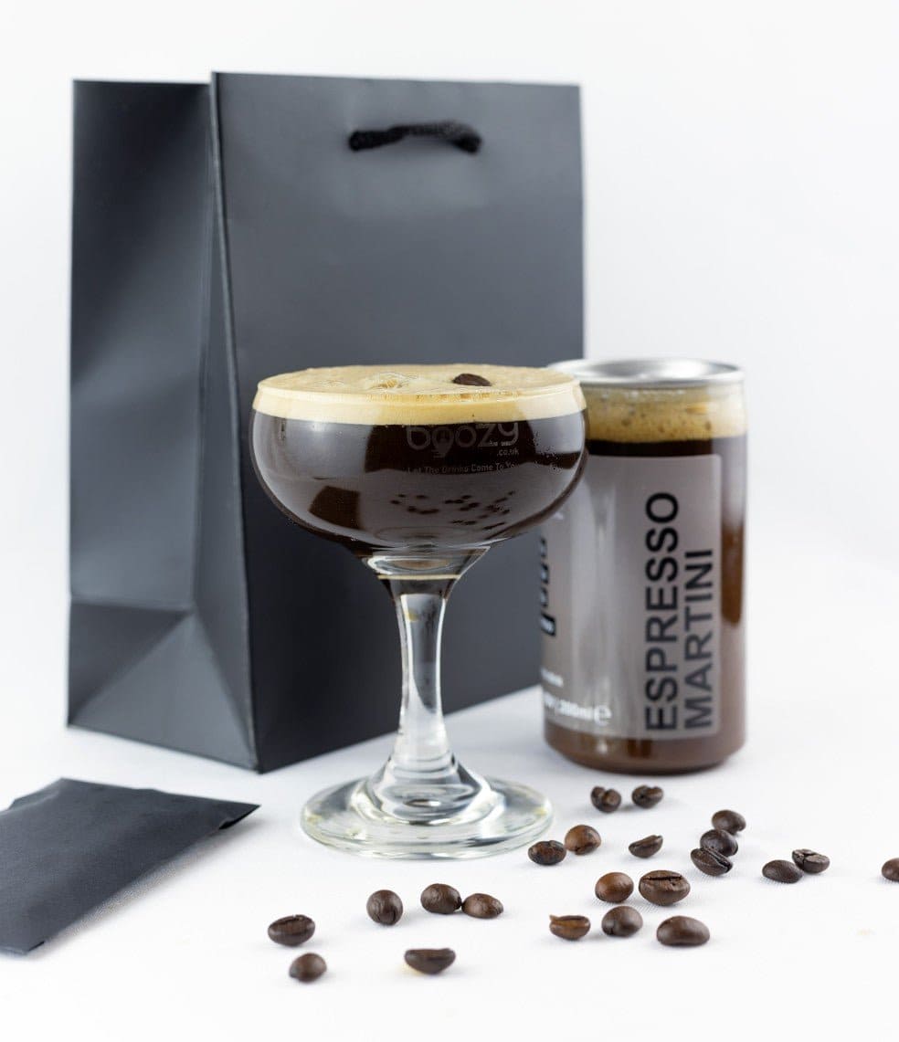 Boozy Mini Espresso Martini Alcohol Gift Set with Martini Glass, 200ml, 12% ABV, Gift for Her - Boozy